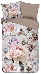 Sivé/hnedé obliečky na jednolôžko/predĺžené z bavlneného saténu 140x220 cm Colinda – Descanso