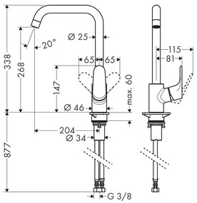 Hansgrohe Focus M41, drezová batéria 260, čierna matná, HAN-31820670