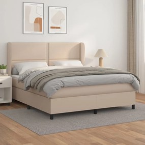 Boxspring posteľ s matracom kapučínová 160x200 cm umelá koža 3128984