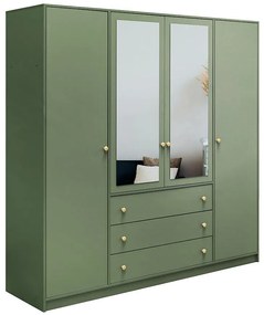 Skriňa Siena 2 D4 fľaškovozelená / zrkadlo