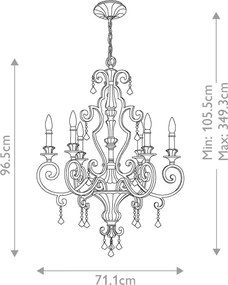 Quoizel QZ-MARQUETTE6-A - Luster na reťazi MARQUETTE 6xE14/60W/230V bronzový