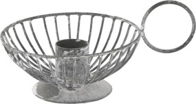 Šedý antik kovový svietnik na úzku sviečku Chamberstick - 13 * 9 * 6 cm / Ø 2cm