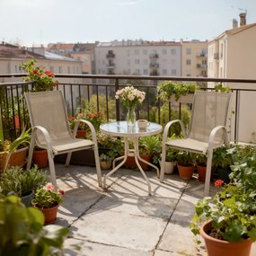 Dekorstudio Balkónový záhradný set – 2 stoličky a stolík - béžový