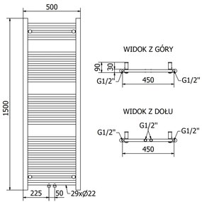 Mexen Mars, vykurovacie teleso 1500x500 mm, 626 W, antracitová, W110-1500-500-00-66