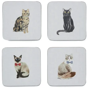 Súprava 4 modrých podnosov Cooksmart ® Curious Cats
