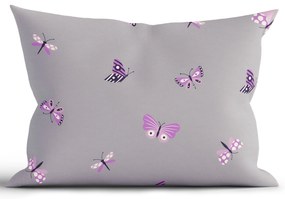 Bavlnená obliečka na vankúš Renforcé 40 × 60 cm - Motýliky tmavo sivé
