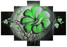 Gario Ručne maľovaný obraz Zelená živá krása - 5 dielny Rozmery: 150 x 70 cm