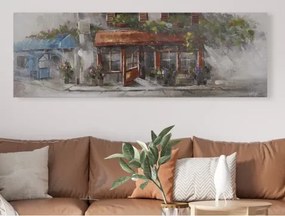 Ručne maľovaný obraz Domček 150x50 cm, výrazná štruktúra%