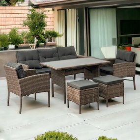 Veľká ratanová súprava v štýlovej hnedej farbe