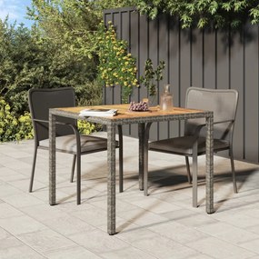 Záhradný stôl 90x90x75 cm polyratan a akáciové drevo sivý 316719