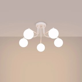 Stropné svietidlo Astral, 5x biele sklenené tienidlo, w