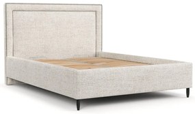 Krémová čalúnená dvojlôžková posteľ s úložným priestorom s roštom 180x200 cm Baleine – Maison de Rêve