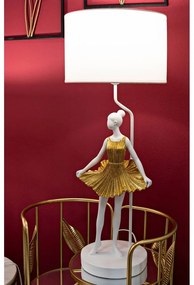 Stolová lampa s textilným tienidlom v bielo-zlatej farbe (výška 90,5 cm) Dancer – Mauro Ferretti