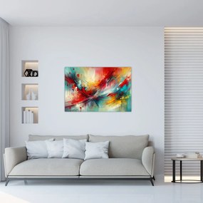 Obraz – Abstrakcia s červenou (90x60 cm)