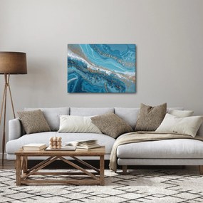 Obraz - Bledomodrý mramor so zlatom I. (70x50 cm)