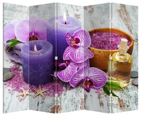 Paraván - Orchidey a sviečky (210x170 cm)