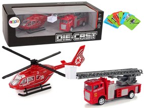 Lean Toys Súprava hasičských vozidiel – veľké auto a helikoptéra