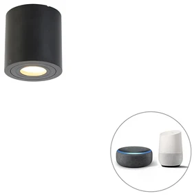 Inteligentná kúpeľňová bodová čierna okrúhla IP44 vrátane Wifi GU10 - Capa