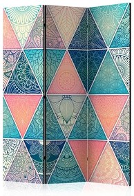 Paraván - Oriental Triangles [Room Dividers] Veľkosť: 135x172, Verzia: Akustický