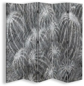 Ozdobný paraván, Abstrakt s kaktusem - 180x170 cm, päťdielny, korkový paraván