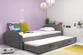 Interbeds Jednolôžková posteľ Lili3 Grafit pre teenagerov 200x90 s matracom, rozkladacia - grafitová