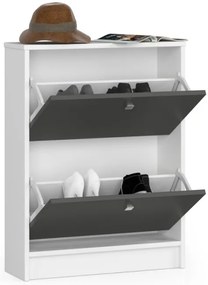 2 krídlový botník 60 cm, biely / sivý