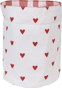 Bielo-červený károvaný košík na pečivo so srdiečkami Love It - Ø 15*16 cm