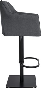 Barová stolička Damaso B - filc, čierny rám - Sivá