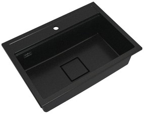 Gamma Quadro 7050, 1-komorový granitový drez 700x500x220 mm, čierna-zlatá, GMA-ZLE000239