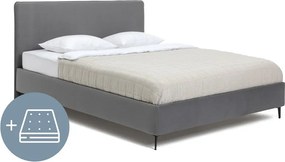 Sivá čalúnená dvojlôžková posteľ s matracom/s roštom 160x200 cm Noira Slim – Bonami Selection