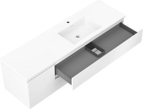 Mexen Orio, kúpeľňová skrinka 160 cm s pravým umývadlom Otis, 2S, 1D, biela matná, 91A13-16047-3-BBFFF01-W18P01