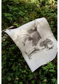Ľanová utierka Koira 46x70, sivo-čierna