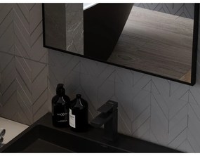 Mexen Loft, obdĺžnikové kúpeľňové zrkadlo 90 x 60 cm, farba rámu čierna matná, 9852-090-060-000-70
