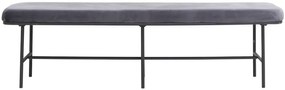 Moderná čalúnená lavica CELESTE 160 cm sivý polyester, kovová podnož