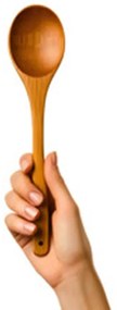 Drevená naberačka do dóz, veľká okrúhla lyžica, SPOON, 16 cm - čerešňa