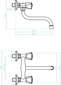 Kuchinox Norm, nástenná umývadlová batéria, chrómová, LAV-BQN_080D