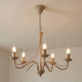 Luster na reťazi ANTON 5xE14/60W/230V béžová
