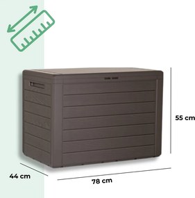 Úložný box WOODEBOX - 190L, 78x44x55cm, tmavo hnedá Prosperplast