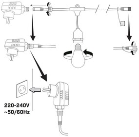 LED Vonkajšia dekoratívna reťaz PARTY NEON 7,6 m 10xE27/0,6W/36V IP44