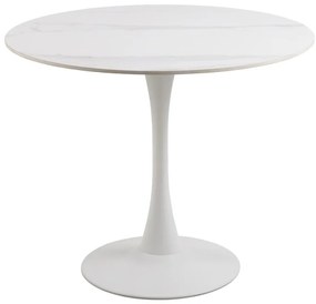 Jedálenský okrúhly stôl Malta 90 cm keramika/biely mramor