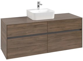 VILLEROY &amp; BOCH Collaro závesná skrinka pod umývadlo na dosku (umývadlo v strede), 4 zásuvky, 1400 x 500 x 548 mm, Arizona Oak, C10000VH