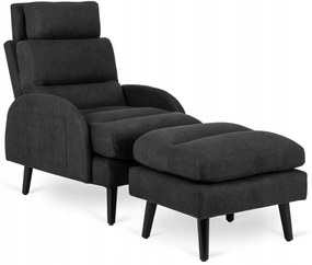 Polohovacie kreslo Henry s podnožkou čierne