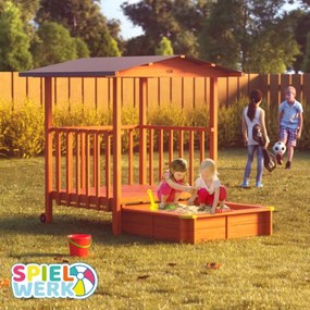 Spielwerk Pieskovisko s verandou MERLE, 130x130x143cm, hnedá/šedá