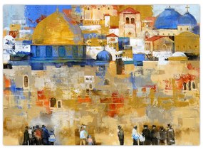 Sklenený obraz - Múr nárekov, Jeruzalem, Izrael (70x50 cm)