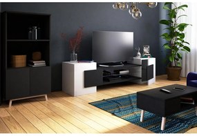 TV skrinka/stolík Gavin (s osvetlením) (biela + čierna). Vlastná spoľahlivá doprava až k Vám domov. 1098613