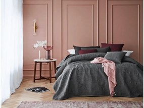 Originálny tmavo sivý prešívaný prehoz na posteľ 220 x 240 cm