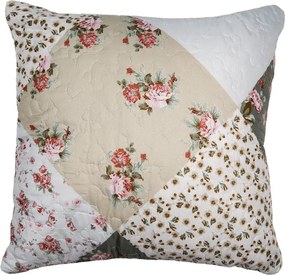 Béžová obliečka na vankúš s kvetmi Patchwork - 40*40 cm