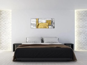 Obraz - Zlaté štvorce N⁰1 (120x50 cm)