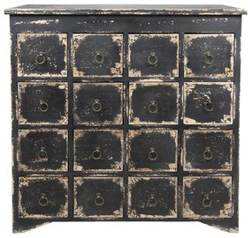 Čierna antik drevená komoda so šuplíčkami Vaene - 96*40*94 cm