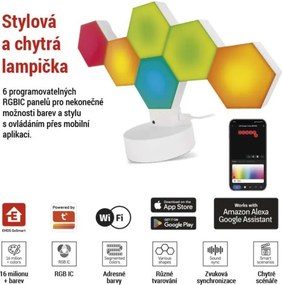 Stolová LED lampa GoSmart Hexagon 6 dielov viacfarebná/biela